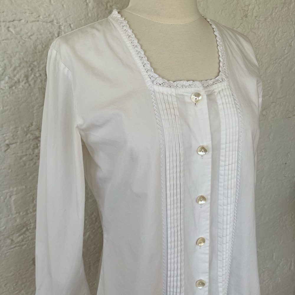 Cottage core White Button-Up Blouse